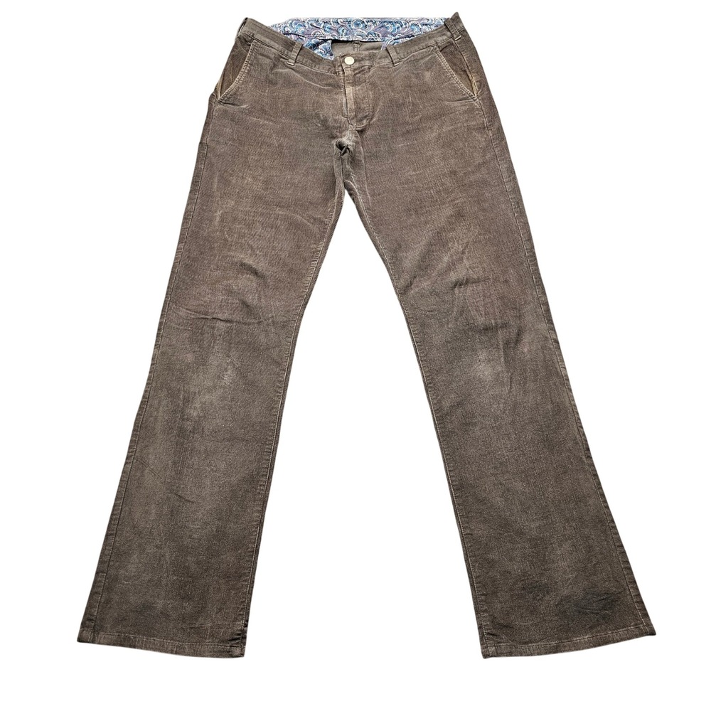 Bonobos Mens Brown Corduroy Straight Leg Pants Paisley Lining 34x34 Stretch